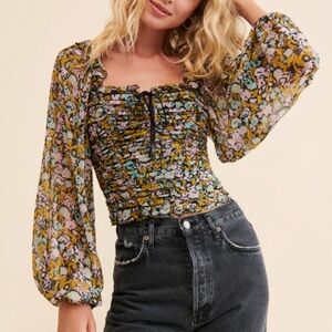 Free People Multicolor Floral Blouse